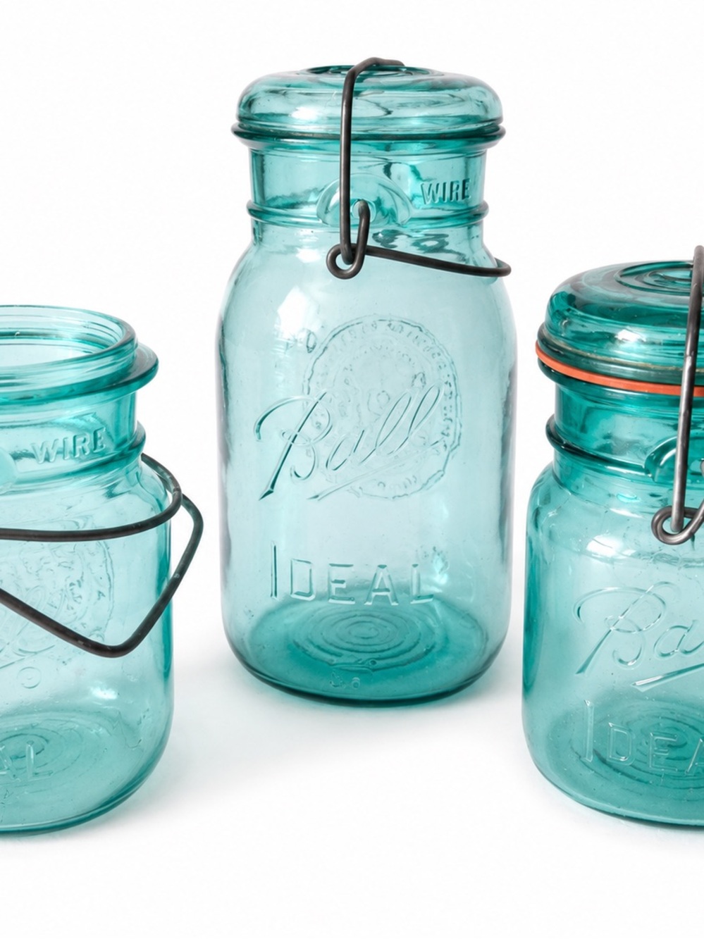 Ball Ideal Aqua Glass Canister with Wire Bail Lid